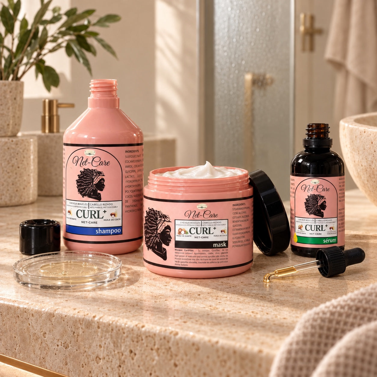 Routine complète CurlyPlus NET CARE pour cheveux bouclés