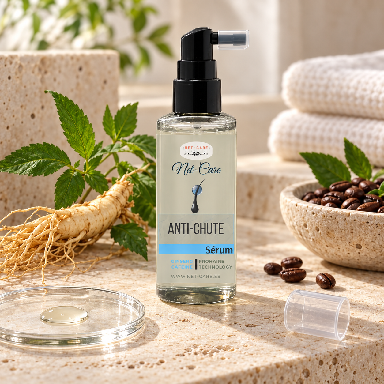 Sérum Anti-Chute mostrando su textura ligera y transparente